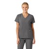 WonderWink W123 Women’s Stylized V-Neck Scrub Top — Charcoal Heather,