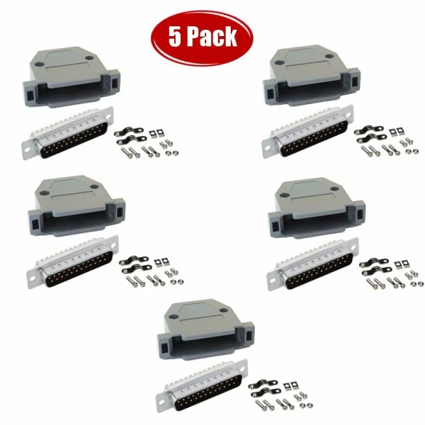 Unbranded 5 PCS DB25 D-SUB 25-Pin Male Solder Cup Serial