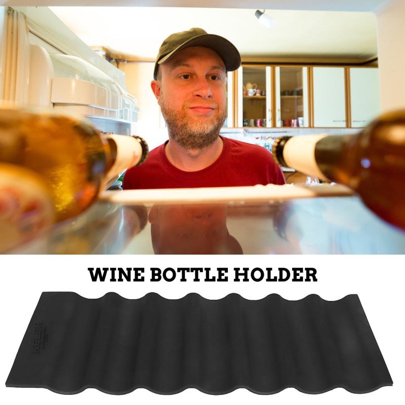 UPKOCH 2-Pack Wave-Textured Silicone Refrigerator Organizer Mats, Non-Slip Bottle &