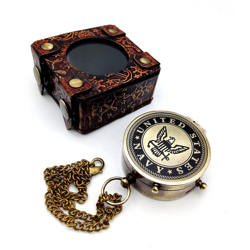 5MOONSUN5's US Navy Engraved Brass Military Compass Nautical Marine Gift