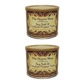 Seasoned Virginia Peanuts by The Peanut Shop of Williamsburg - Sea Salt and Cracked Pepper (10.5 ounce) (Pack of 2)