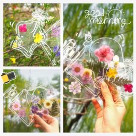 WNSIRVY 40Pcs DIY Bookmarks Kit, Transparent Dried Flower Bookmark, Filling Bookmarks with Flowers, 10 Styles Handmade DIY Bookmark Comes with 48Pcs Tab to Make Easier (Style 3)