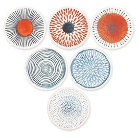 Poggapp Set of 6 Coasters for Drinks Absorbing Round Ceramic Stone Coaster with Cork Base Tabletop Protection Mat Reusable