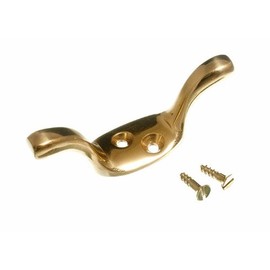CLEAT HOOK CURTAIN BLIND TIE BACK SOLID BRASS 63MM WITH SCREWS ( pack 4 )