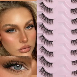 FANXITON FANXITON Half Lashes Natural Look Wispy 10 Pairs Cat Eye Lashes 3D False Eyelashes Fluffy Soft 15 MM Short Faux Mink Lashes Sets Pack