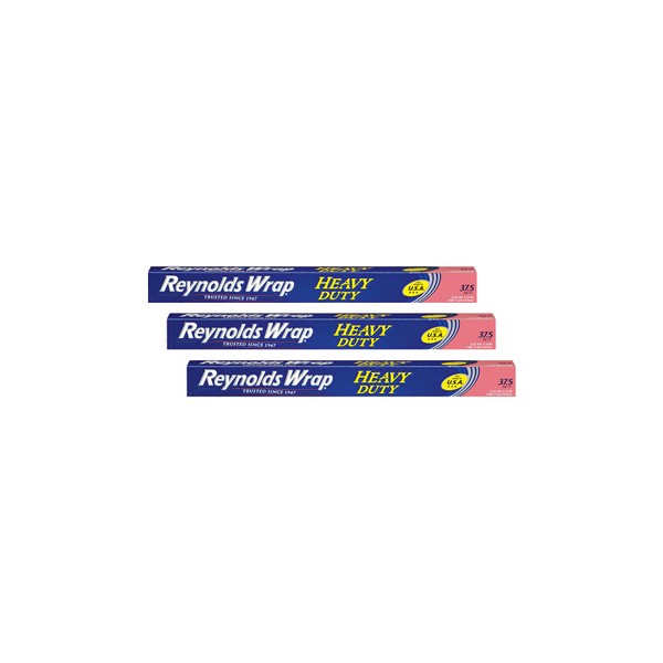 Reynolds Heavy Duty Foil | Aluminium Kitchen Foil | Tin Foil for Cooking, BBQ, Roasting | Pack of 3 Rolls, 457mm x 7.62m Packaging May Vary