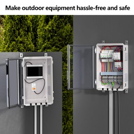 Animacyn ABS Electrical Junction Box, Ventilated Design, Cable Grommets, IP65 Waterproof Enclosure, Indoor/Outdoor Use with Mounting Panel. (Clear Cover, 15.7"x11.8"x7.1")