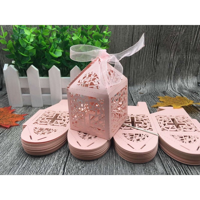 Musuntas 50-Piece Birdcage Design Wedding Christening Guest Gift Box Cardboard