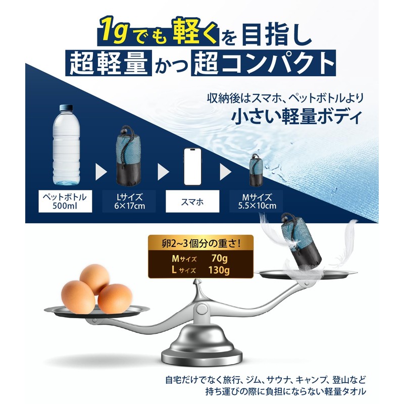 Quick Drying Towel for Travel and Hiking 【Great Absorption and