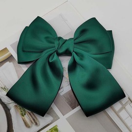 Red Hair Bow for Women Girl Christmas Valentines Day Bow Hair Clips Alligator Large Bowknot Barrettes Hair Accessories TSFJ82 (Dark Green)