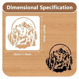 1pc Wolf Head Wildlife Wall Stencil for Painting, 11.8”x11.8” Wild Wolf in Forest Reusable Stencil for Wood Burning, Paint Template DIY Craft Art Stencil on Wood Fabric Canvas Furniture Journal