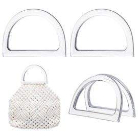 PH PandaHall 4pcs D Shape Purse Handle, Clear Resin Bag Handles Decorative Handbag Handle Replacement for Macrame Crochet Bags Handbags Straws Beach Canvas Wallet Purse Making 12x8.5cm
