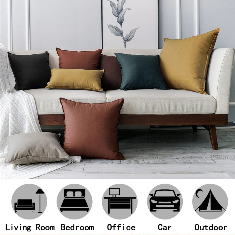 Jeanerlor Solid Cotton Linen Decoration 18"x18" Throw Pillow Cushion Case