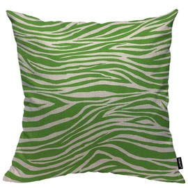 HOSNYE Zebra Green Throw Pillow Case Cushion Covers Animal Pattern Natural Decoration Cotton Linen for Couch Bed Sofa Car Waist 18 x 18 inch