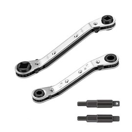 VOANZO HVAC Service Wrench 3/8" 5/16" 3/16" 1/4" Air Conditioning Valve Ratchet Wrench with 2 Hex Bit for Cooling Appliances Tools Equipment Repair