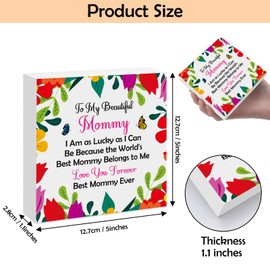 Mommy Gift Mom Birthday Gifts Wooden Plaque Box Sign Mom Appreciation Gifts Christmas Mothers Day Gift for Mummy Mama Mother from Daughter Son Wood Box Sign Desk Decor