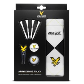 Lyle & Scott Unisex Argyle Links Golf Pouch Gift Set, Black