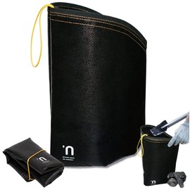 'n Ash Bag, Fire Extinguishing Bag, Charcoal Processing, Flame Retardant, Compact, Large Capacity, Foldable, Camping, Barbecue, Firewood, Freestanding, Gusset, Heat Resistant, Japanese Brand (S,