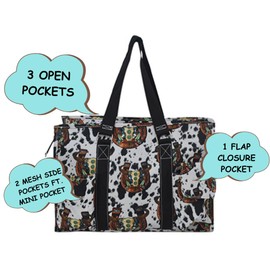 NGIL Utility Water Resistant Tote Bag, Top Zipper Closure, Perfect Gifts for Working Women, Nurses, Gym bag (Horseshoe- Balck)