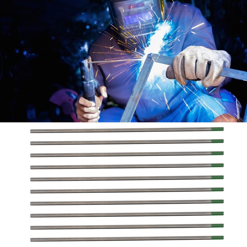 10Pcs TIG Tungsten Electrode WP Green Tip Needles Welding Accessories