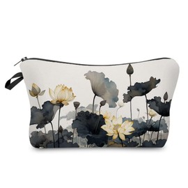 Livel lhood Lotus Flower Makeup Bag Cute Small Organizer Zipper Pouch Lotus Flower Coametic Bag Birthday Present for Women Friends -3, hzz16080