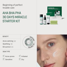 SOME BY MI – Kit Facial AHA BHA PHA 30 Días Miracle Starter – Rutina Coreana de Cuidado de la Piel con Toner, Sérum, Crema y Jabón Limpiador – Con Árb