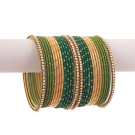 RIANGI Designer Indian Bangles For Women, Set Of 28 Ethnic Alloy Metal Bangles Indian, Womens Bangles Bracelets, Bollywood Jewelry, Wedding Jewelry, Party Favors In Gold And Multi Tone-2