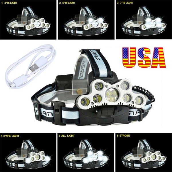 Unbranded Rechargeable Headlights High Lumen Bright 9LED Head for Outdoor