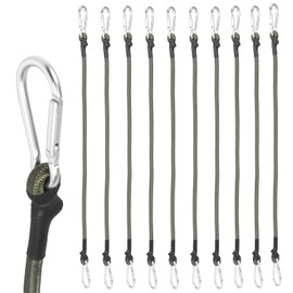 10Pcs 24 inch Heavy Duty Carabiner Bungee Cords Outdoor with 190 Lbs Max Break Strength, Latex Carabiner Bungee Cord with Upgraded Carabiner Hooks for Luggage Rack, Cargo, Hand Carts, Bike, Camping