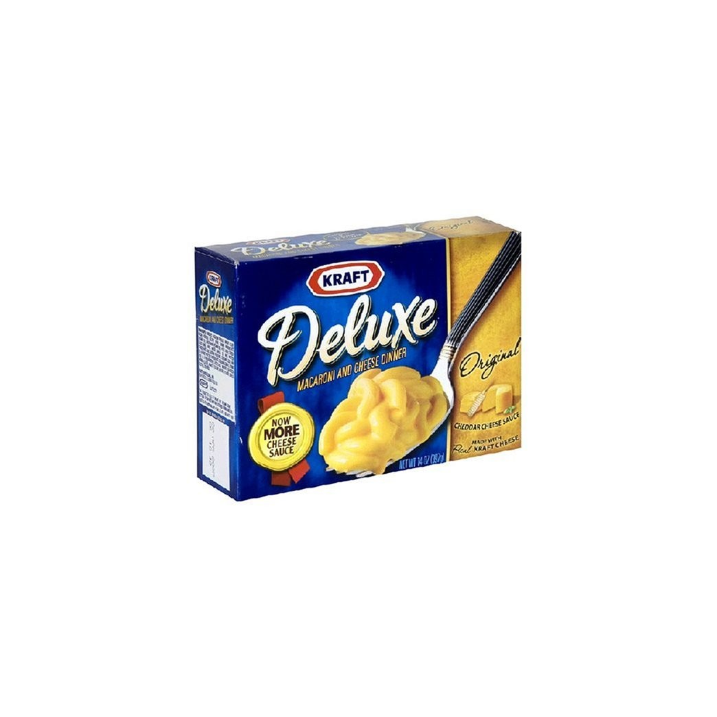 Kraft Macaroni & Cheese Deluxe Dinner,  Original Cheddar, 14-Ounce Boxes (Pack of 8)
