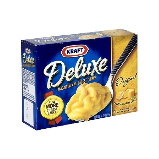 Kraft Macaroni & Cheese Deluxe Dinner,  Original Cheddar, 14-Ounce Boxes (Pack of 8)