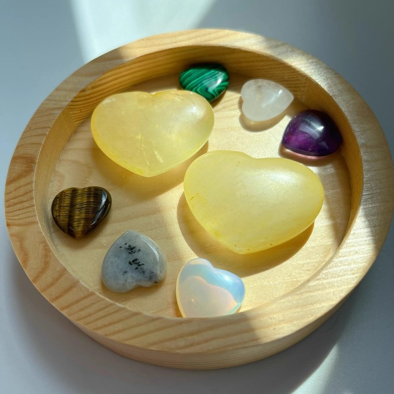 XIANNVXI 45mm Citrine Crystal Heart Stone Citrine Crystal Gemstone 1.8"