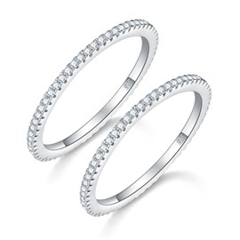 MINDDHA 2-Pack 14K Gold Plated Stacking Rings for Oura Gen 4/Oura Gen 3, Cubic Zirconia Simulated Diamond Oura Ring Stack for Women-1.5mm Band Size 9