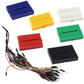 VISSQH Pack of 6 Mini Breadboard Kit, Solderless Prototype PCB Circuit Board with Flexible Breadboard Jumper Wires Cable for Electronics Testig DIY (6 Colours)