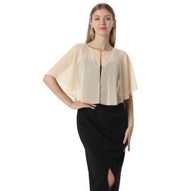 Soft Capelets capes Shawls and Wraps for Dress Chiffon Shrug Wedding Cape Cover Up, Champagne, One Size