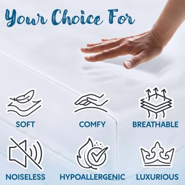 Guardmax Fitted Waterproof Mattress Protector - Hypoallergenic Cover, Noiseless and Breathable - Full Size (54x75) - Skirt Stretches to 16
