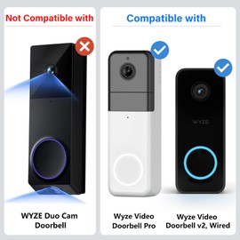 Horizontal Wedge Mount for Wyze Video Doorbell V2/ Pro, Adjustable Mounting Holder Accessories for Apartment Home Office with Better Viewing-No Drill