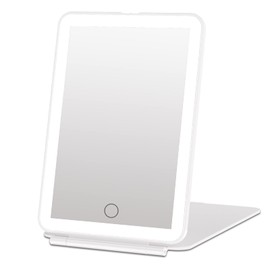 Wiederaufladbarer Reisespiegel Schminkspiegel mit 72 LED-Leuchten, Tragbarer beleuchteter Schminkspiegel, 3-Farben-Beleuchtung, dimmbarer Touchscreen, klappbarer LED-Kosmetikspiegel mit Beleuchtung