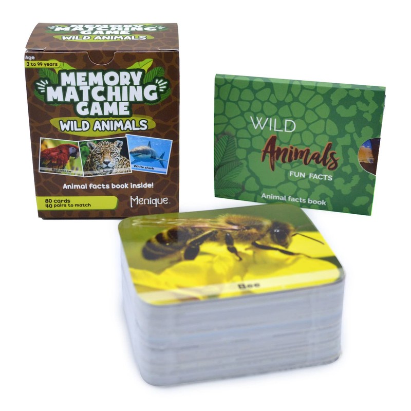 Menique. Juego de Memoria Animales Salvajes en Inglés. Memory Matching