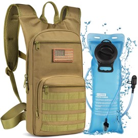 NOOLA 3L Hydration Backpack, Water Backpack with TPU Water Bladder, Tactical Hydration Pack for Men Women, Perfect Molle Water Backpack for Hiking, Biking, and Hunting, Tan