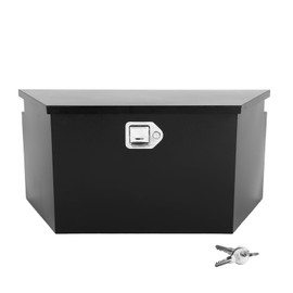 BLACKHORSE-RACING 26.6inch Trailer Tongue Tool Box,Heavy Duty Steel Waterproof Storage Tongue Box For Pickup,Truck Bed, RV, Trailer w/Lock and Keys -Black