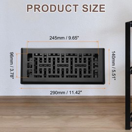 sourcing map 4" x 10" Floor Register, Heavy Duty Carbon Steel Adjustable Floor Vents Decorative Air Vent Covers for Home Bedroom Kitchen, Black