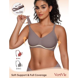 Vertvie Wireless Push Up Bras for Women Seamless Supportive No Underwire Full Coverage Bralettes Everyday Bras(Grey,Small)