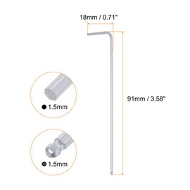 HARFINGTON 4pcs Ball End Hex Key Wrench 1.5mm L-Shape Extra Long Arm Hexagon Metric Wrenches Chrome Vanadium Steel Repairing Tool for Home Repair, Silver Tone