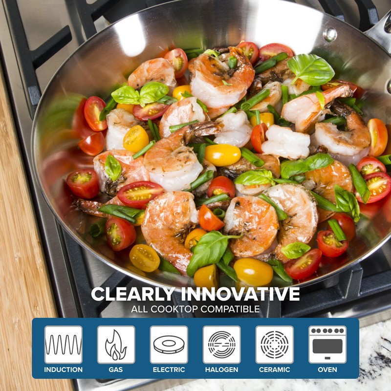 Viking Contemporary 3-Ply Non Stick Frying Pan, 8 Inch Stainless