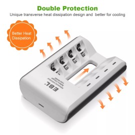 EBL Intelligent Battery Charger 4 Slot For AA AAA NI-CD NI-MH Rechargeable Batteries