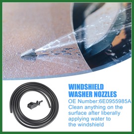Motoforti 1 Set Windshield Washer Nozzle with 2m Washer Hose for VW Jetta 1999-2005 for VW Golf 1998-2006 for VW Passat 1997-2005 No.6E0955985A Long-lasting