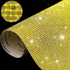 12000 Pieces 2mm Bling Bling Rhinestone Sheet Rhinestone Sticker DIY Car Decoration Sticker Self Adhesive Heat Repair Glitter Crystal Gem Sheet Sticker for Car&Craft Decoration(Yellow)