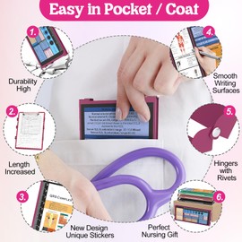 Nursing Clipboard Foldable, Nursing Medical Edition Cheat Sheets Aluminum 4 Layers Nurse Foldable Clipboard, Nursing Pocket Size Pen Clip Pocket Clipboard for Nurses Students School and Doctors- Wine