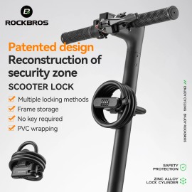 ROCKBROS Scooter U Lock w/1.1m Cable-Compact Portable Passwords Cable Lock